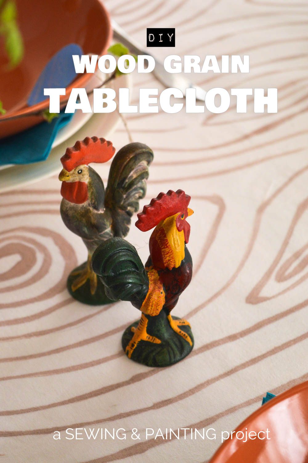 DIY Painted Wood Grain Tablecloth